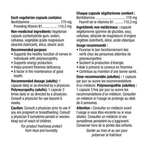 Webber Naturals 苯磷硫胺 Benfotiamine 維他命B1 素食膠囊 (100粒) | 海外代購-Supplements-FIT MART 香港智能健康及運動生活用品專門店:筋膜槍、瑜伽輔助工具、智能健身設備