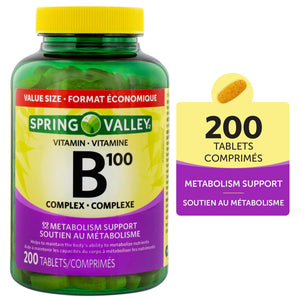 Spring Valley 維他命B100複合片 (200片)-Supplements-FIT MART 香港智能健康及運動生活用品專門店:筋膜槍、瑜伽輔助工具、智能健身設備