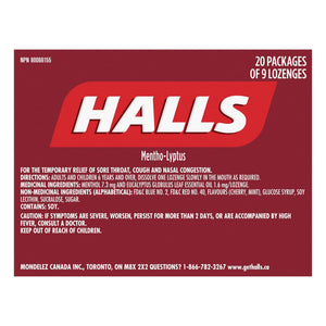 Halls 櫻桃味潤喉糖 (9粒 x 20包) | 海外代購-Medicines-FIT MART 香港智能健康及運動生活用品專門店:筋膜槍、瑜伽輔助工具、智能健身設備