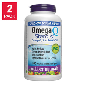 Webber Naturals Omega-3 + CoQ10 + 植物固醇 延遲釋放軟膠囊 (200粒 x 2樽) | 海外代購-Supplements-FIT MART 香港智能健康及運動生活用品專門店:筋膜槍、瑜伽輔助工具、智能健身設備