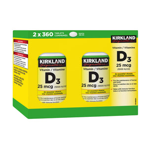 Kirkland Signature 維他命D3 1000IU (360片 x 2樽) | 海外代購-Supplements-FIT MART 香港智能健康及運動生活用品專門店:筋膜槍、瑜伽輔助工具、智能健身設備