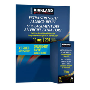 Kirkland Signature Allergy Relief Extra Strength 10 mg 舒緩過敏非處方藥 (200 粒裝) | 海外代購-Supplements-FIT MART 香港智能健康及運動生活用品專門店:筋膜槍、瑜伽輔助工具、智能健身設備