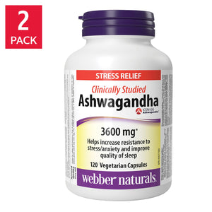 Webber Naturals 南非醉茄 3600mg 素食膠囊 (120粒 x 2樽)-Supplements-FIT MART 香港智能健康及運動生活用品專門店:筋膜槍、瑜伽輔助工具、智能健身設備