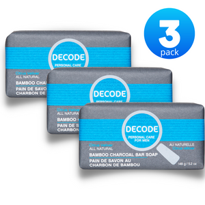 【日常健康生活】Hush Brands 3Pack Decode Personal Care For Men 柑橘 Vetiver 竹纖維 Charcoal 潔膚皂｜148g｜Original Packaging｜LIMITED QUANTITIES! | 海外代購-潔膚皂-FIT MART 香港智能健康及運動生活用品專門店：筋膜槍、瑜伽輔助工具、智能健身設備