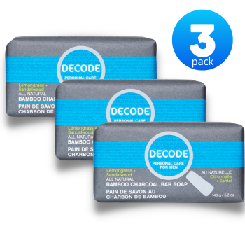 【日常健康生活】Hush Brands 3PACK Decode Personal Care For Men Lemongrass Sandalwood 竹纖維 Charcoal 潔膚皂｜148g｜Paper Packaging｜LIMITED QUANTITIES! | 海外代購-潔膚皂-FIT MART 香港智能健康及運動生活用品專門店：筋膜槍、瑜伽輔助工具、智能健身設備