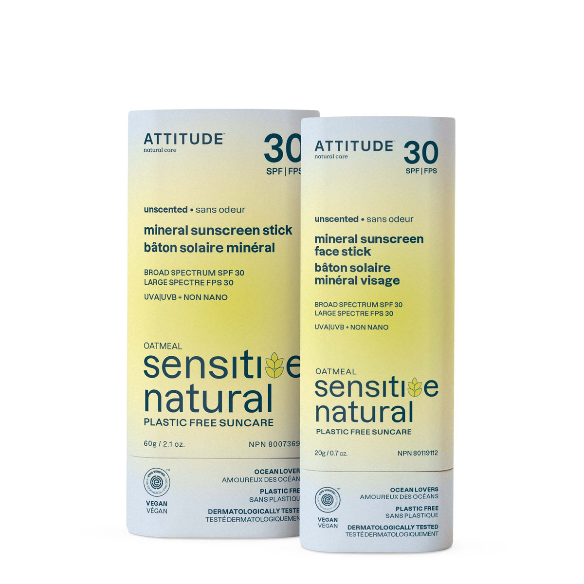 【健康生活精選】ATTITUDE 礦物 Sunscreen Stick 雙件裝 Face & Body｜Spf 30 敏感肌 | 海外代購-防曬及曬後護理-FIT MART 香港智能健康及運動生活用品專門店：筋膜槍、瑜伽輔助工具、智能健身設備