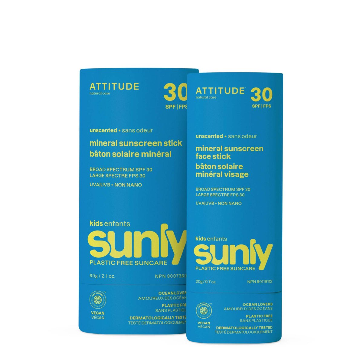 【健康生活精選】ATTITUDE Kids 礦物 Sunscreen Stick 雙件裝 Face & Body｜SPF 30 | 海外代購-母嬰護理-FIT MART 香港智能健康及運動生活用品專門店：筋膜槍、瑜伽輔助工具、智能健身設備
