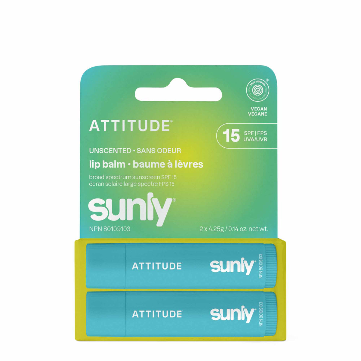 【健康生活精選】ATTITUDE 潤唇膏 雙件裝｜SPF 15 | 海外代購-防曬及曬後護理-FIT MART 香港智能健康及運動生活用品專門店：筋膜槍、瑜伽輔助工具、智能健身設備