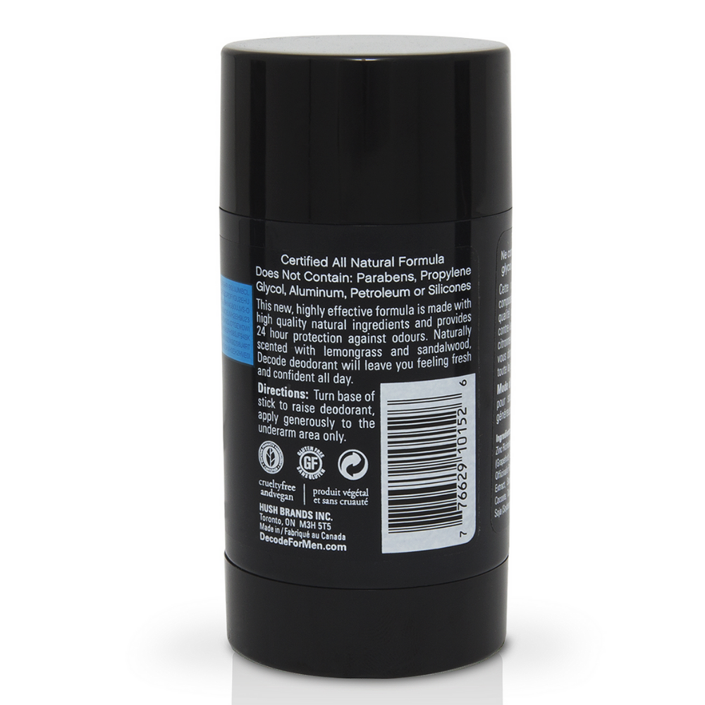 【日常健康生活】Hush Brands Decode Personal Care For Men Lemongrass Sandalwood 體香膏｜85g | 海外代購-體香護理-FIT MART 香港智能健康及運動生活用品專門店：筋膜槍、瑜伽輔助工具、智能健身設備