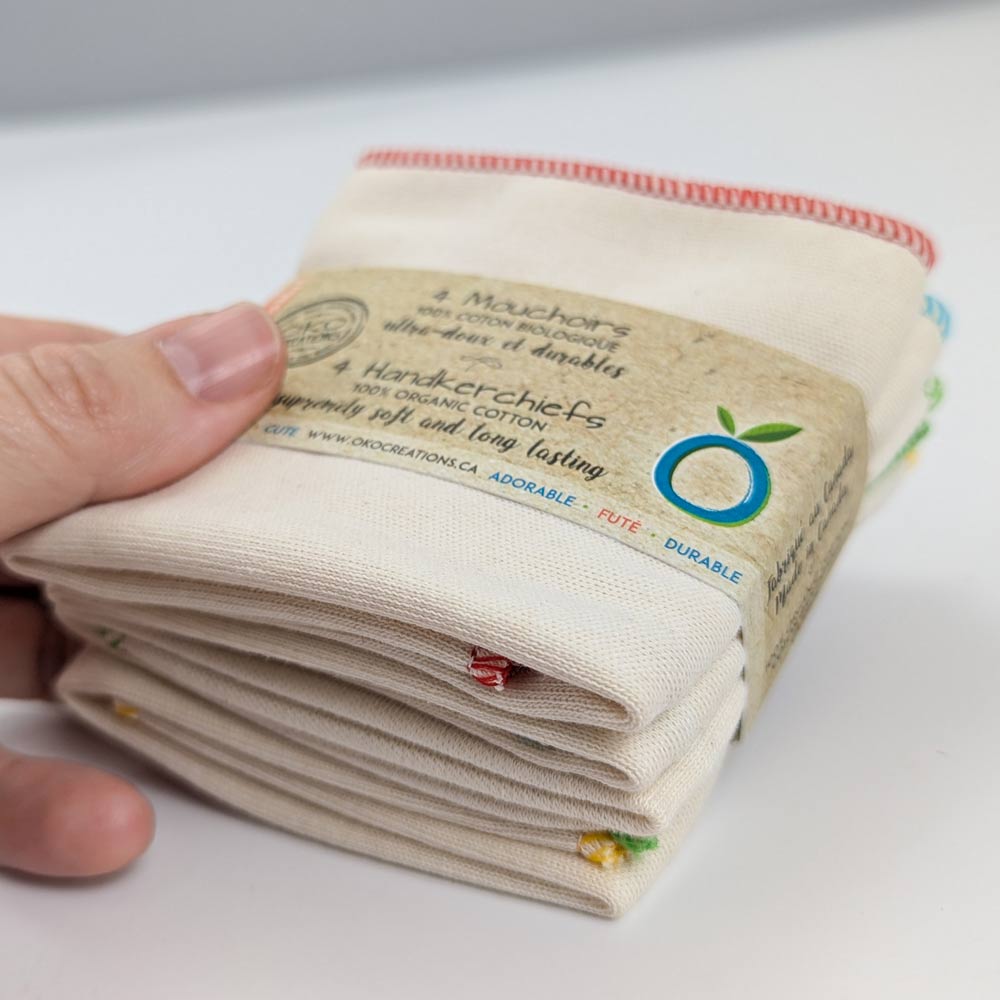 Öko Créations 可重用手帕 Réutilisables Biologique (pqt 4)｜日常生活及個人護理 | 海外代購-可重用清潔布-FIT MART 香港智能健康及運動生活用品專門店：筋膜槍、瑜伽輔助工具、智能健身設備