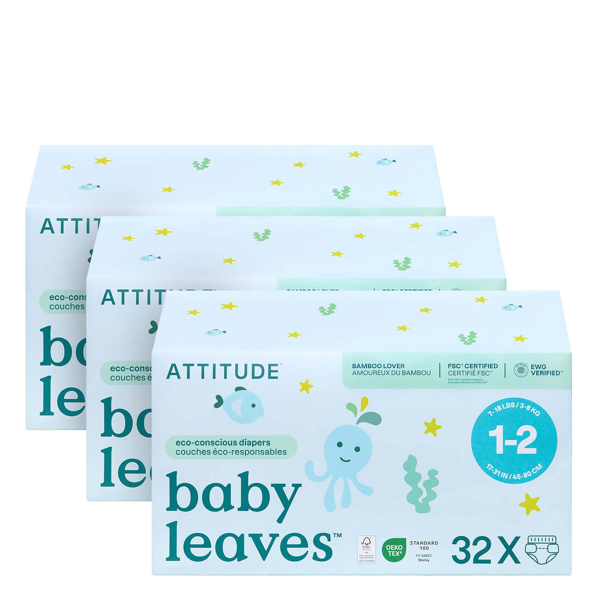 【健康生活精選】ATTITUDE 尿片 3｜pack | 海外代購-母嬰護理-FIT MART 香港智能健康及運動生活用品專門店：筋膜槍、瑜伽輔助工具、智能健身設備