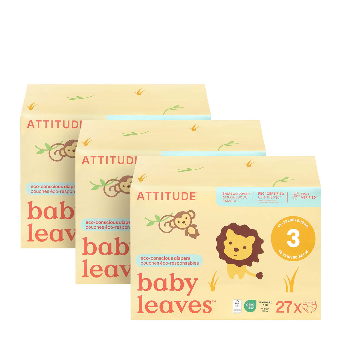 【健康生活精選】ATTITUDE 尿片 3｜pack | 海外代購-母嬰護理-FIT MART 香港智能健康及運動生活用品專門店：筋膜槍、瑜伽輔助工具、智能健身設備