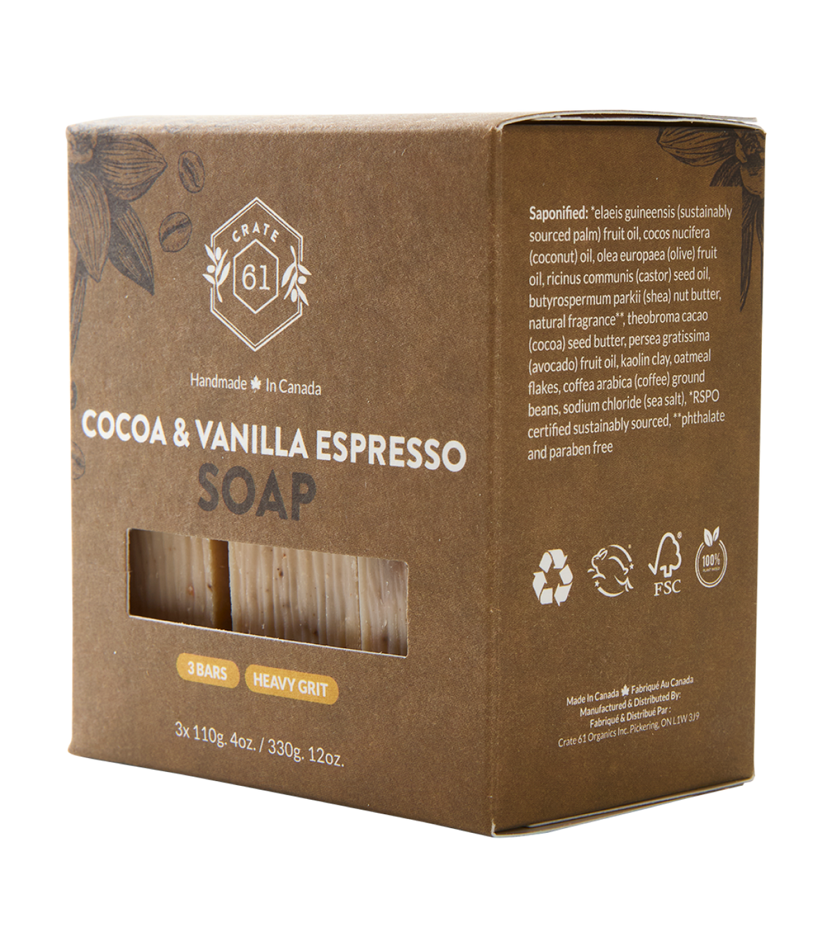 Crate 61 Organics Cocoa & Vanilla Espresso 手工皂｜日常生活及個人護理 | 海外代購-手工皂-FIT MART 香港智能健康及運動生活用品專門店：筋膜槍、瑜伽輔助工具、智能健身設備
