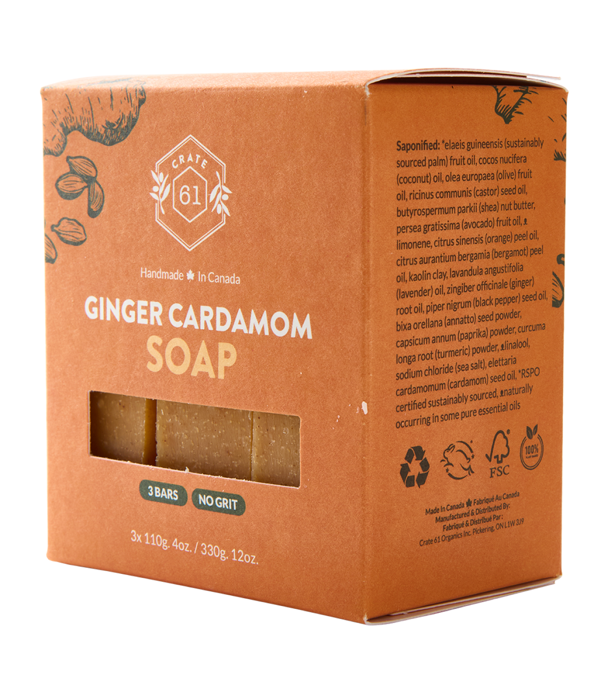 Crate 61 Organics Ginger & Cardamom 手工皂｜日常生活及個人護理 | 海外代購-手工皂-FIT MART 香港智能健康及運動生活用品專門店：筋膜槍、瑜伽輔助工具、智能健身設備