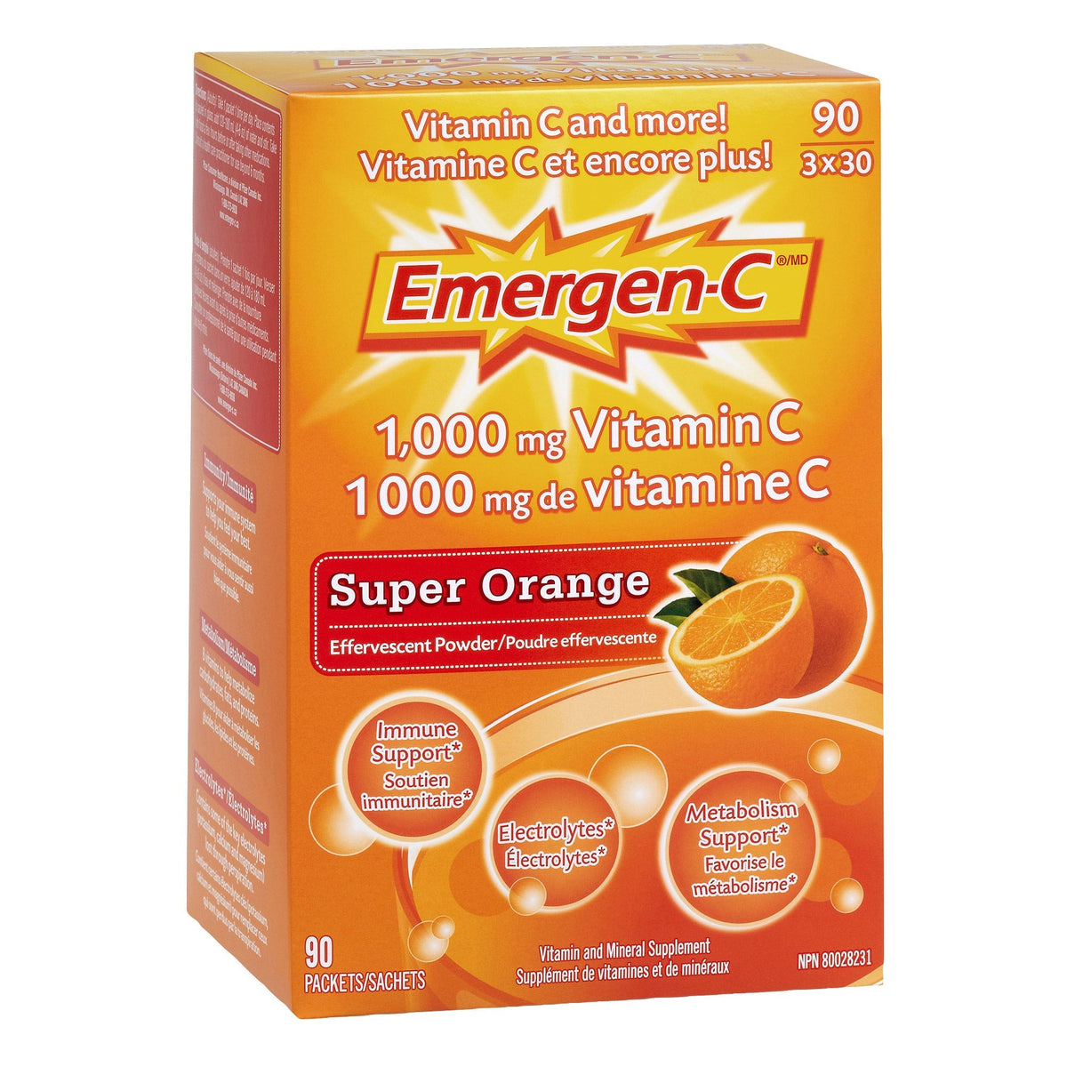 Emergen-C Super Orange 維他命C 1000mg 電解質沖劑 (30包 x 3盒)-Supplements-FIT MART 香港智能健康及運動生活用品專門店：筋膜槍、瑜伽輔助工具、智能健身設備