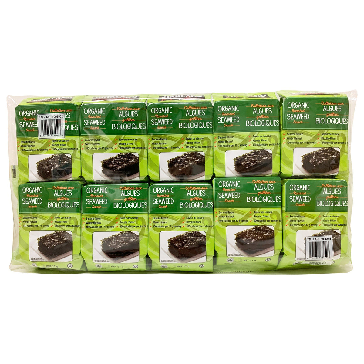 Kirkland Signature 有機烤紫菜 芝麻味 (10包) 產品圖片 1－Fitmart 加拿大直送健康選品