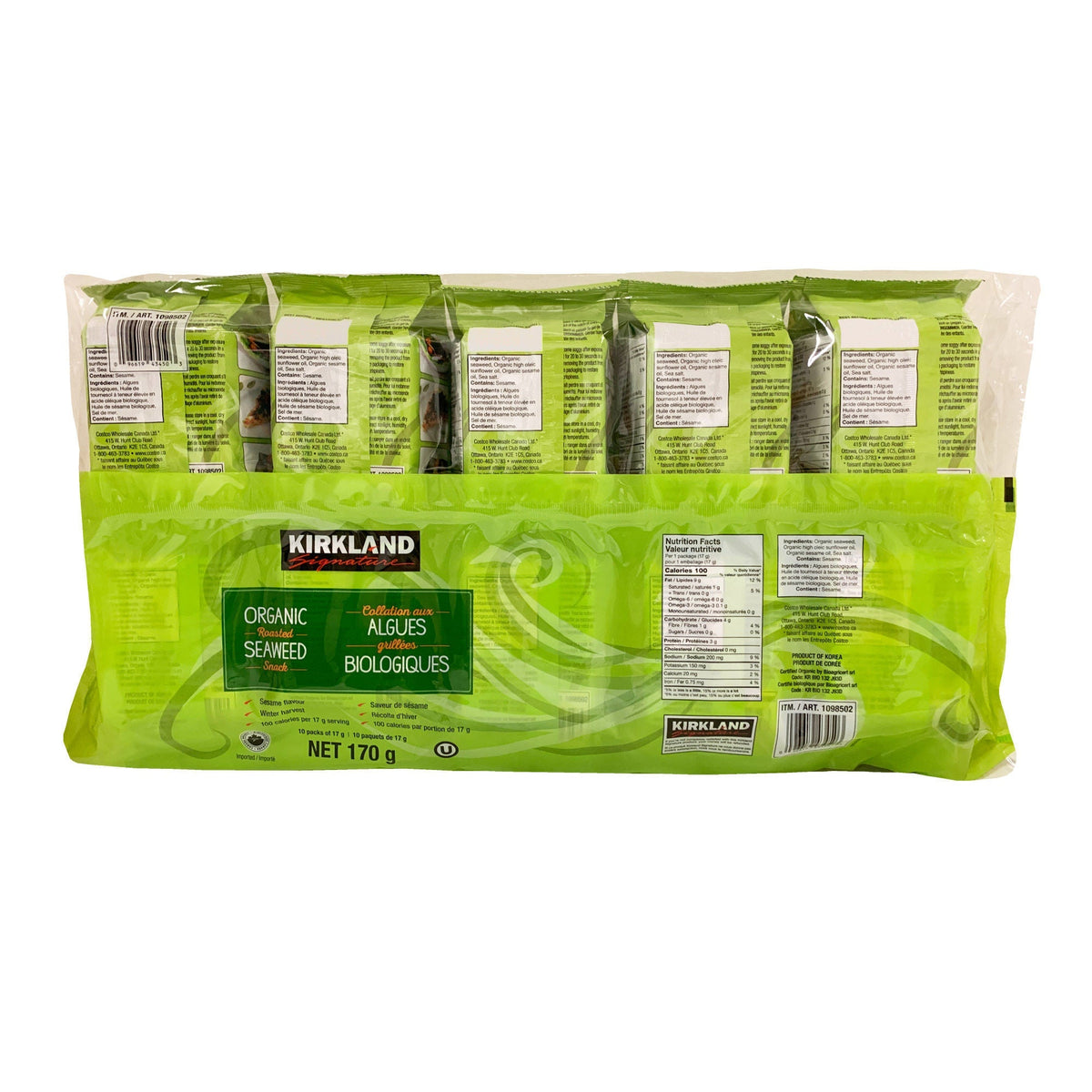 Kirkland Signature 有機烤紫菜 芝麻味 (10包) 產品圖片 3－Fitmart 加拿大直送健康選品