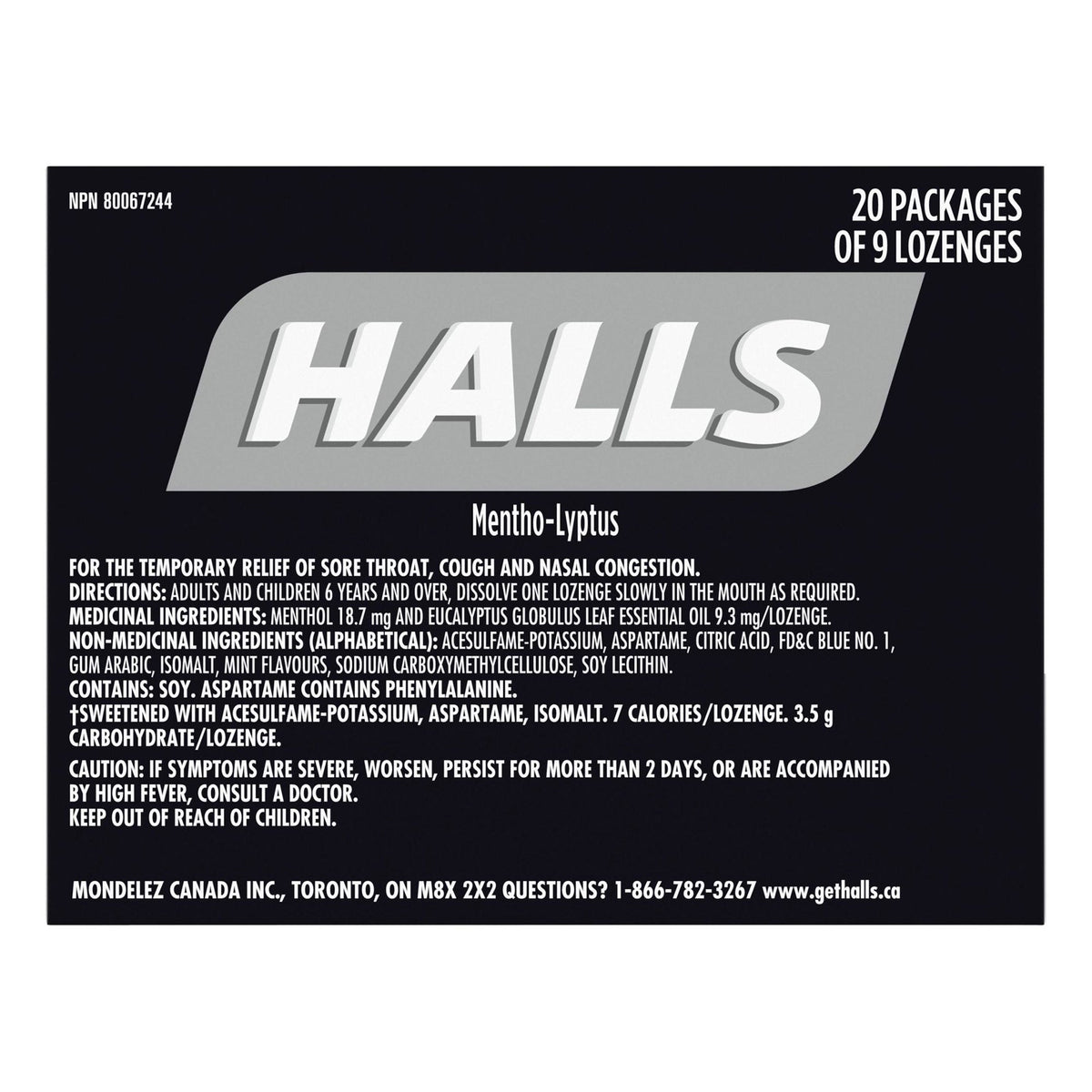Halls 特強薄荷無添加糖潤喉糖 (9粒 x 20包) | 海外代購-Medicines-FIT MART 香港智能健康及運動生活用品專門店：筋膜槍、瑜伽輔助工具、智能健身設備