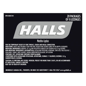 Halls 特強薄荷無添加糖潤喉糖 (9粒 x 20包) | 海外代購-Medicines-FIT MART 香港智能健康及運動生活用品專門店：筋膜槍、瑜伽輔助工具、智能健身設備