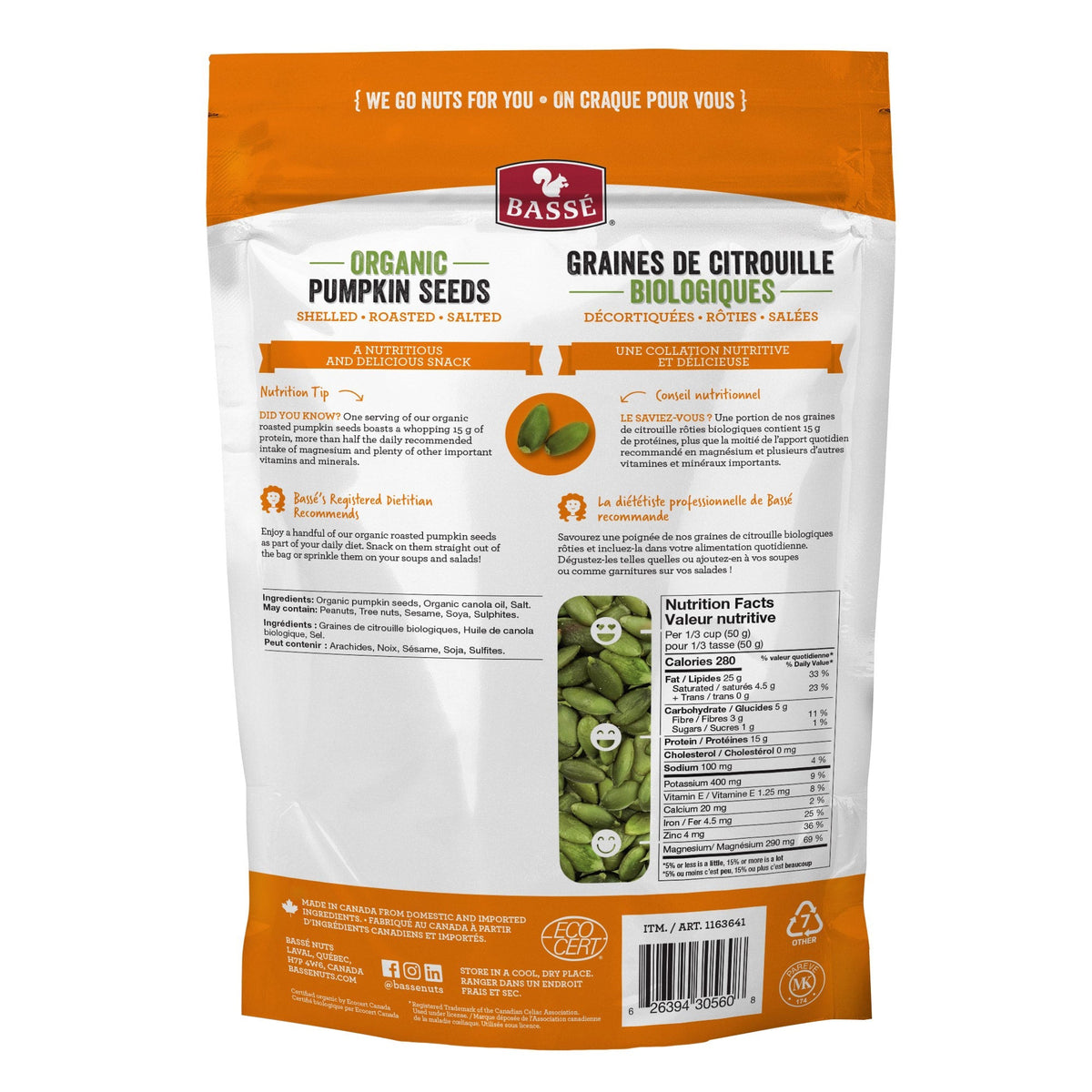 Bassé 有機南瓜籽 高纖植物蛋白 (1.2kg) 產品圖片 2－Fitmart 加拿大直送健康選品