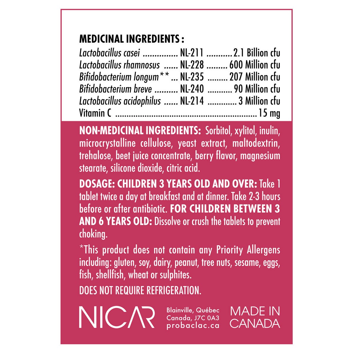 Probaclac 兒童5菌益生菌 + 維他命C 咀嚼片 (75片 x 2樽) | 海外代購-Medicines-FIT MART 香港智能健康及運動生活用品專門店：筋膜槍、瑜伽輔助工具、智能健身設備
