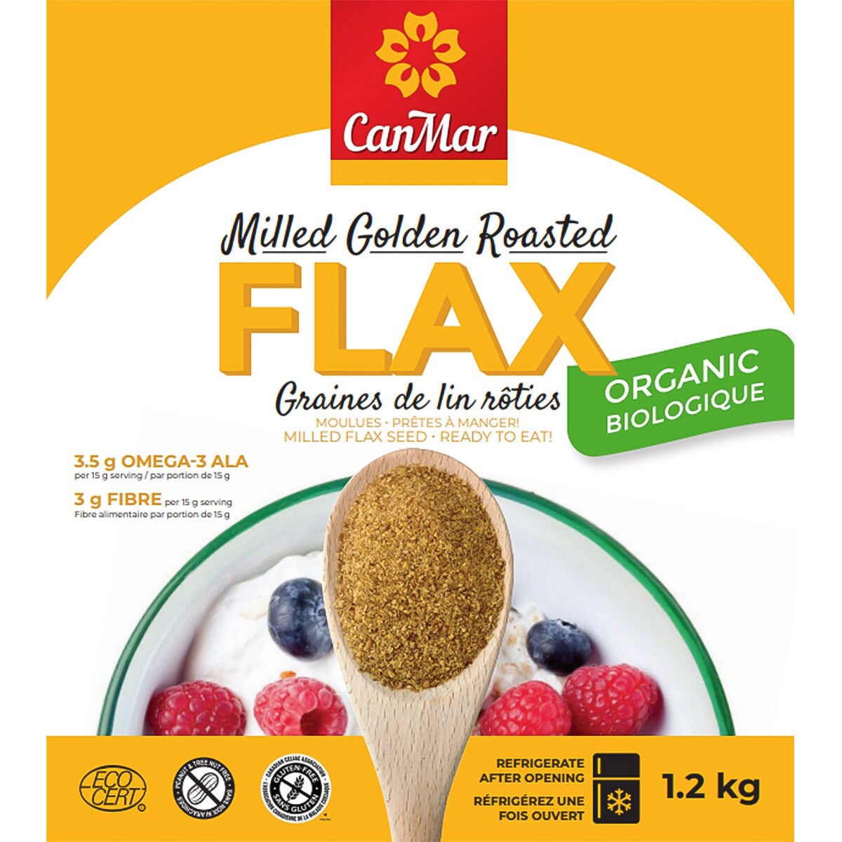 Canmar 有機烘焙金黃亞麻籽粉 Omega-3 + 膳食纖維 (1.2kg) 產品圖片 1－Fitmart 加拿大直送健康選品