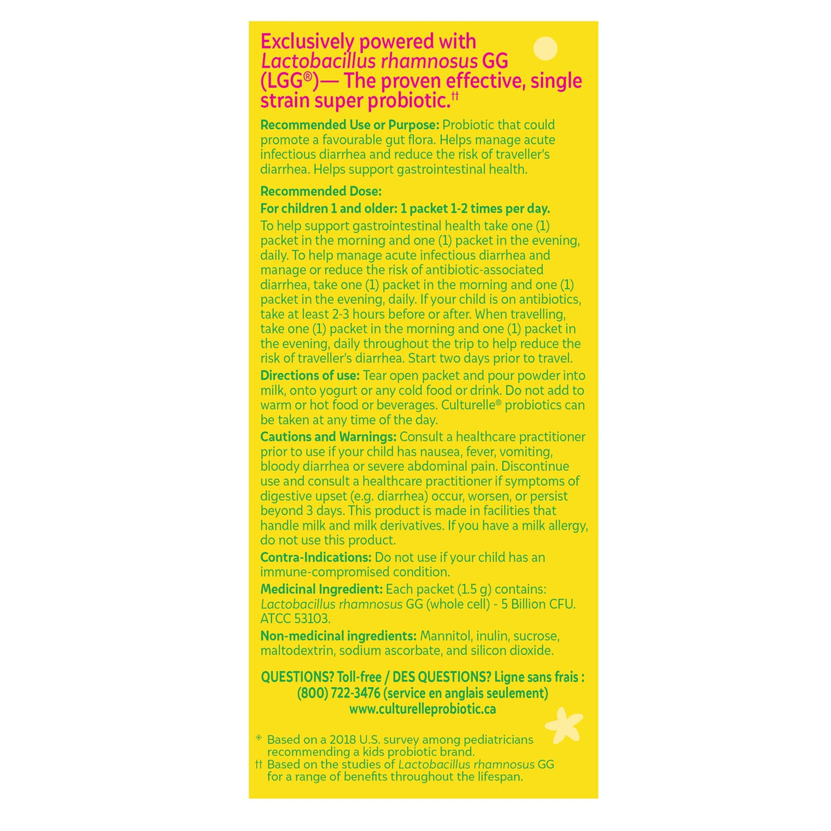 Culturelle 兒童每日益生菌 50億CFU 粉包 (60包) | 海外代購-Medicines-FIT MART 香港智能健康及運動生活用品專門店：筋膜槍、瑜伽輔助工具、智能健身設備