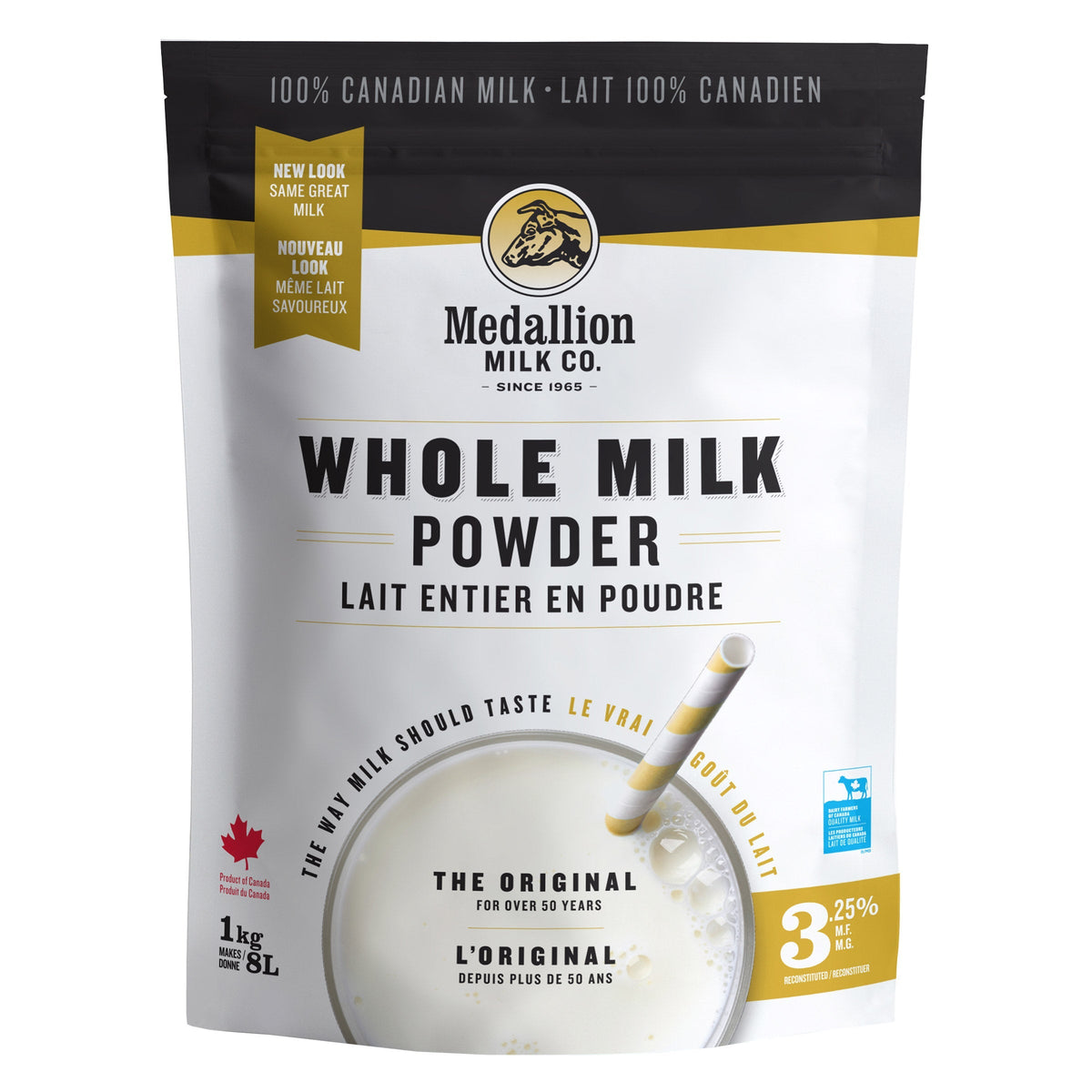Medallion 加拿大全脂奶粉 3.25% 乳脂｜可沖調約8L牛奶 (1kg) 產品圖片 1－Fitmart 加拿大直送健康選品