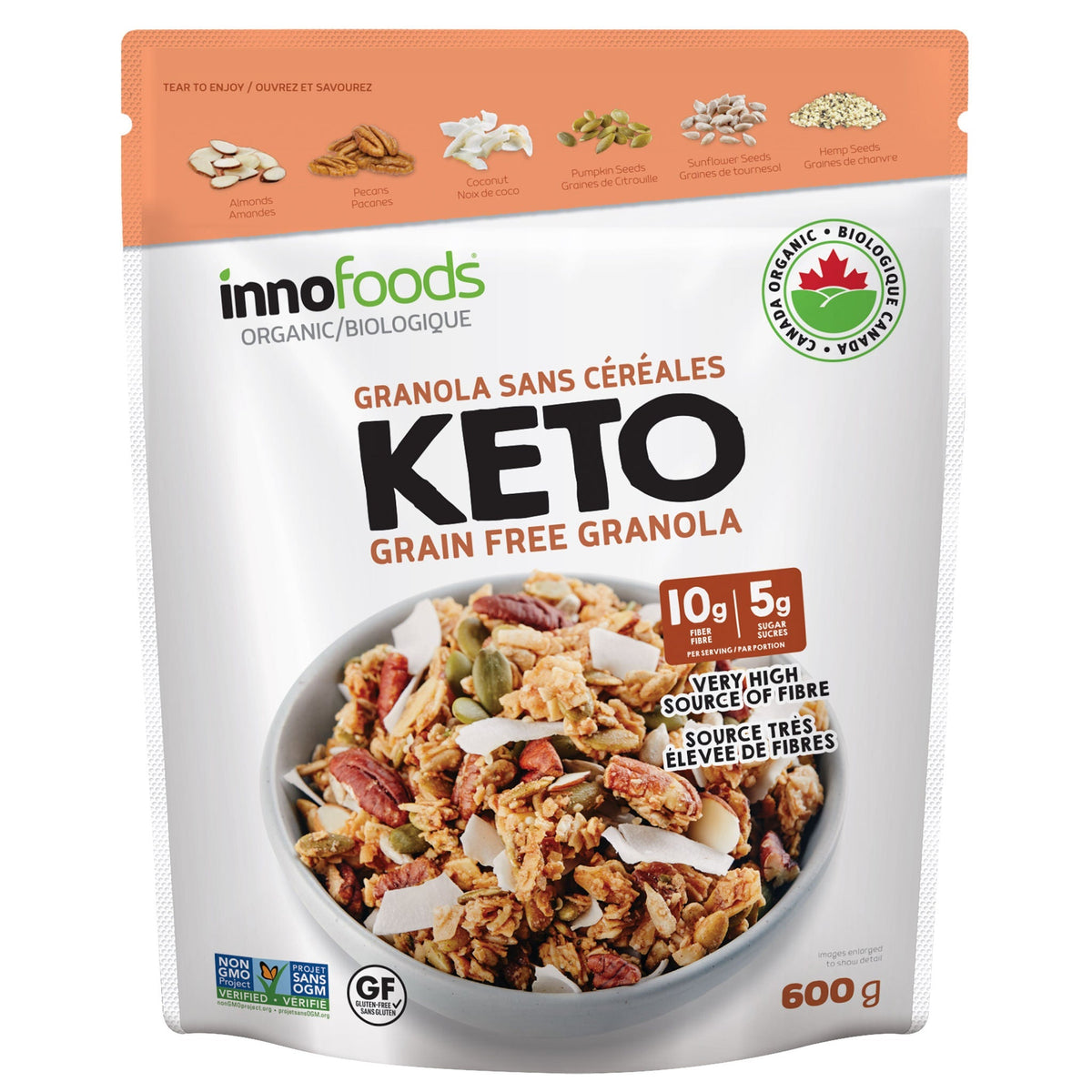 InnoFoods 有機 Keto 無穀物 Granola 燕麥脆脆 (600g) 產品圖片 1－Fitmart 加拿大直送健康選品