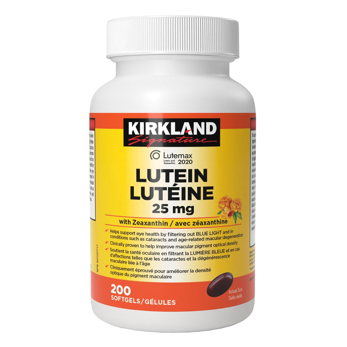 Kirkland Signature 葉黃素 25mg + 玉米黃素軟膠囊 (200粒)-Supplements-FIT MART 香港智能健康及運動生活用品專門店：筋膜槍、瑜伽輔助工具、智能健身設備