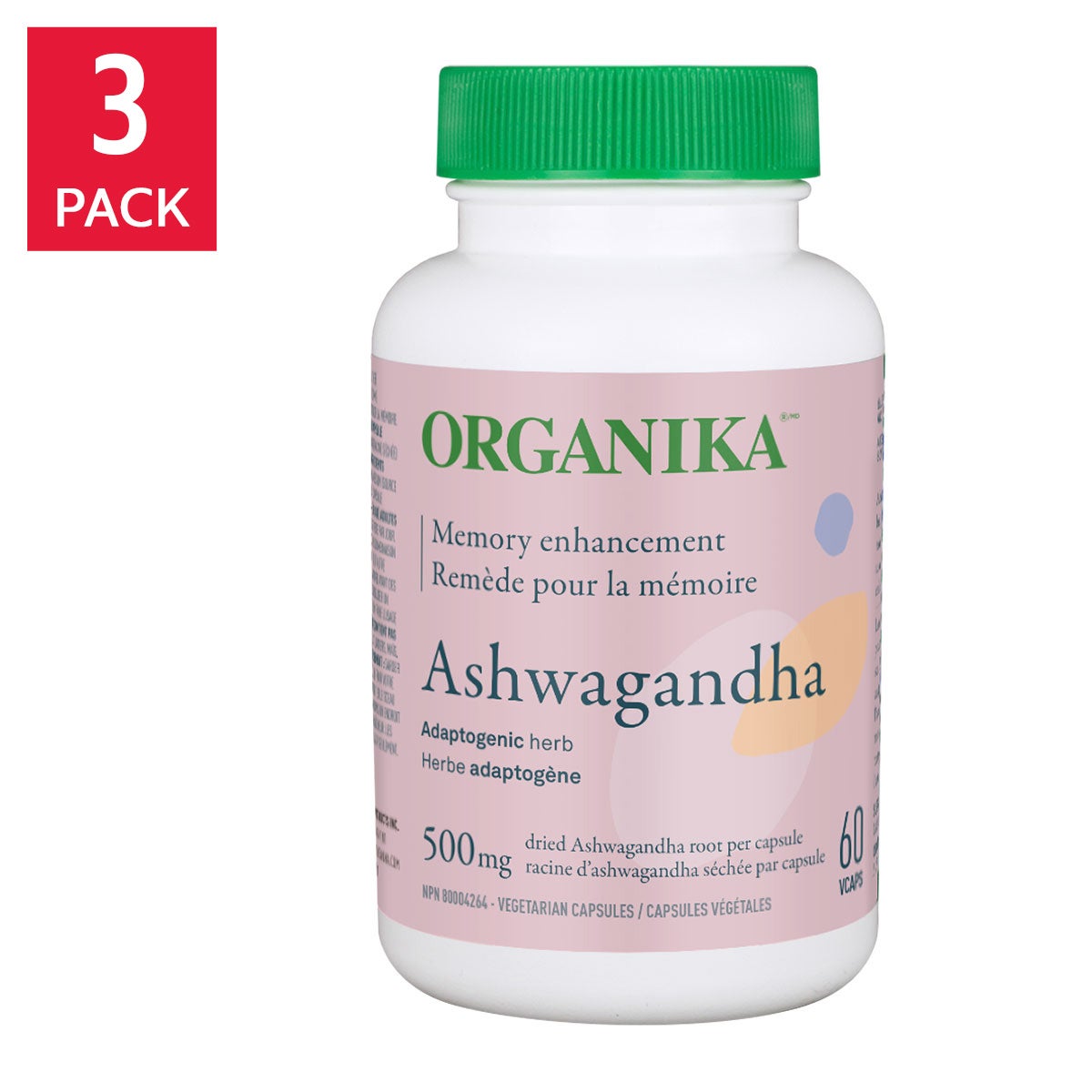 Organika 南非醉茄 500mg 阿育吠陀安睡記憶素食膠囊 (60粒 x 3樽) | 海外代購-Supplements-FIT MART 香港智能健康及運動生活用品專門店：筋膜槍、瑜伽輔助工具、智能健身設備