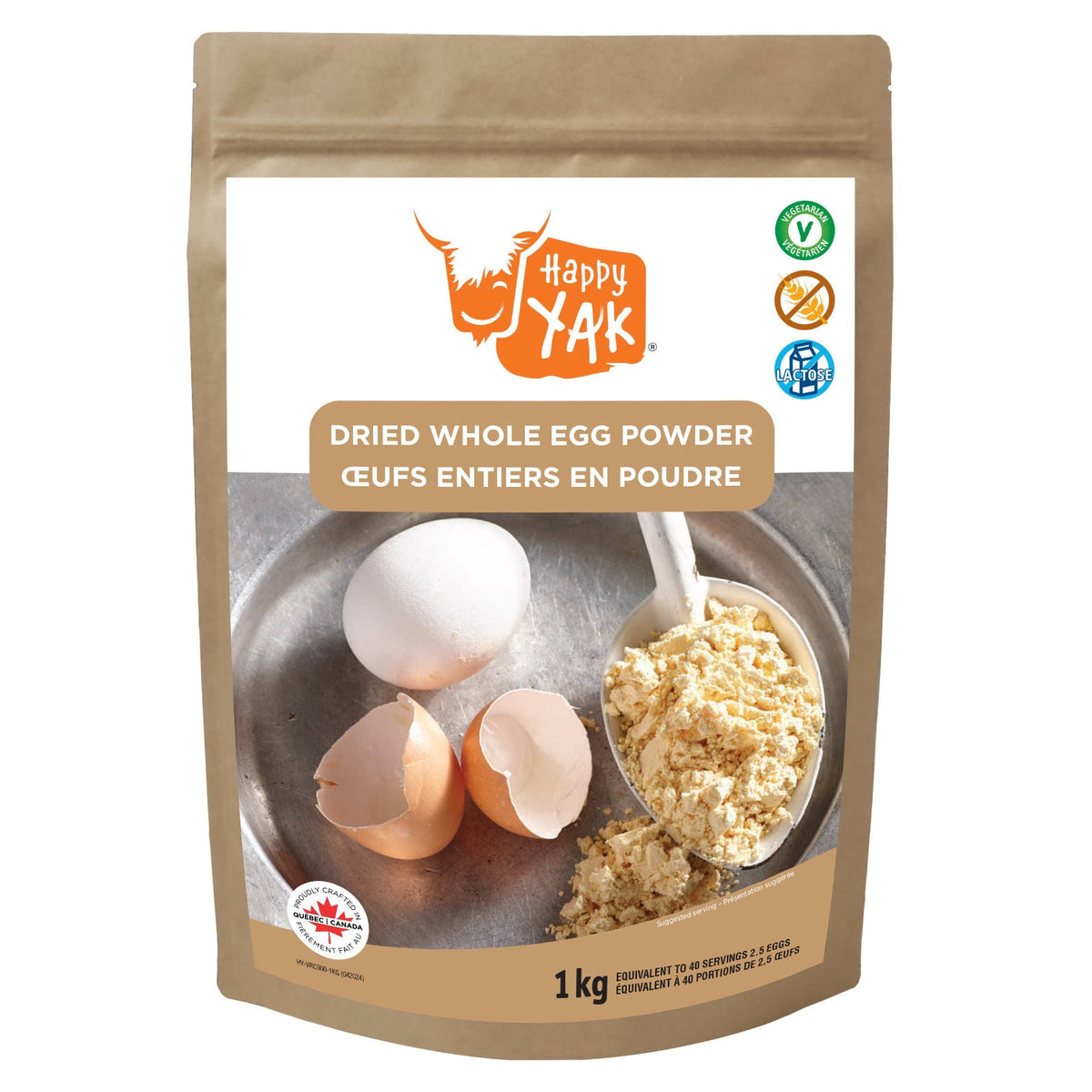 Happy Yak 巴士德消毒全蛋粉｜約40份・每份相等於2.5隻蛋 (1kg) 產品圖片 1－Fitmart 加拿大直送健康選品