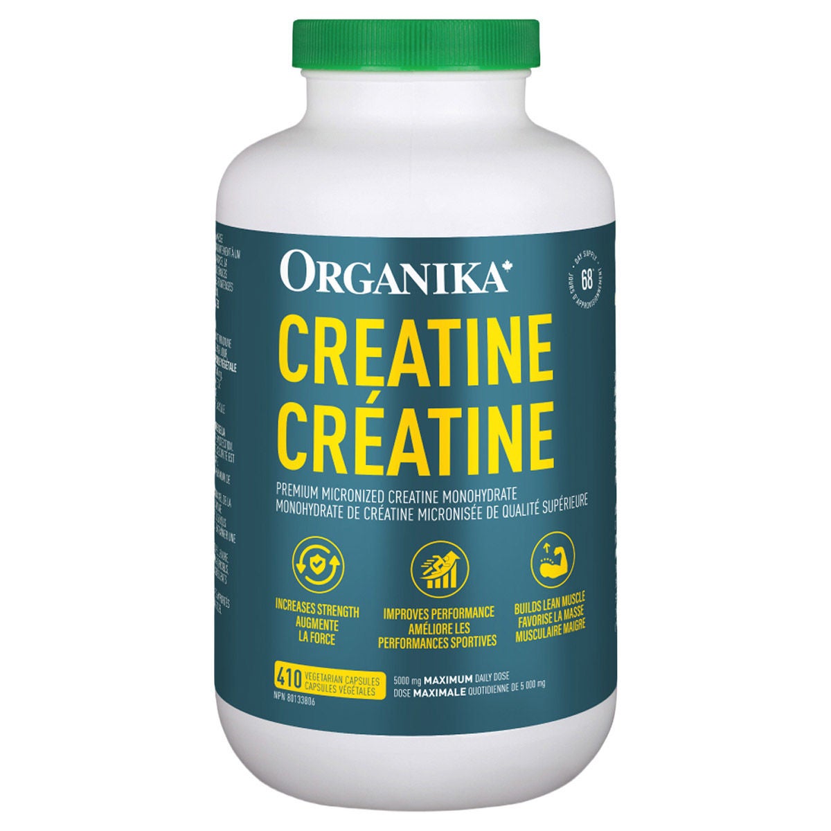 Organika 肌酸一水合物 500mg 素食膠囊 (410粒)-Supplements-FIT MART 香港智能健康及運動生活用品專門店：筋膜槍、瑜伽輔助工具、智能健身設備