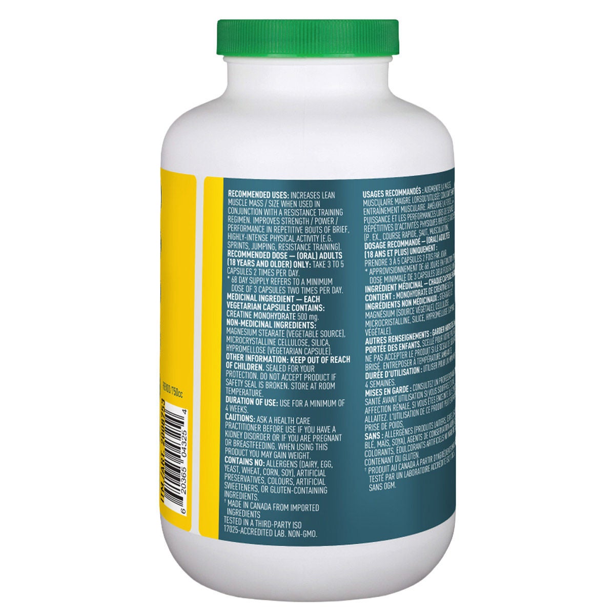 Organika 肌酸一水合物 500mg 素食膠囊 (410粒)-Supplements-FIT MART 香港智能健康及運動生活用品專門店：筋膜槍、瑜伽輔助工具、智能健身設備