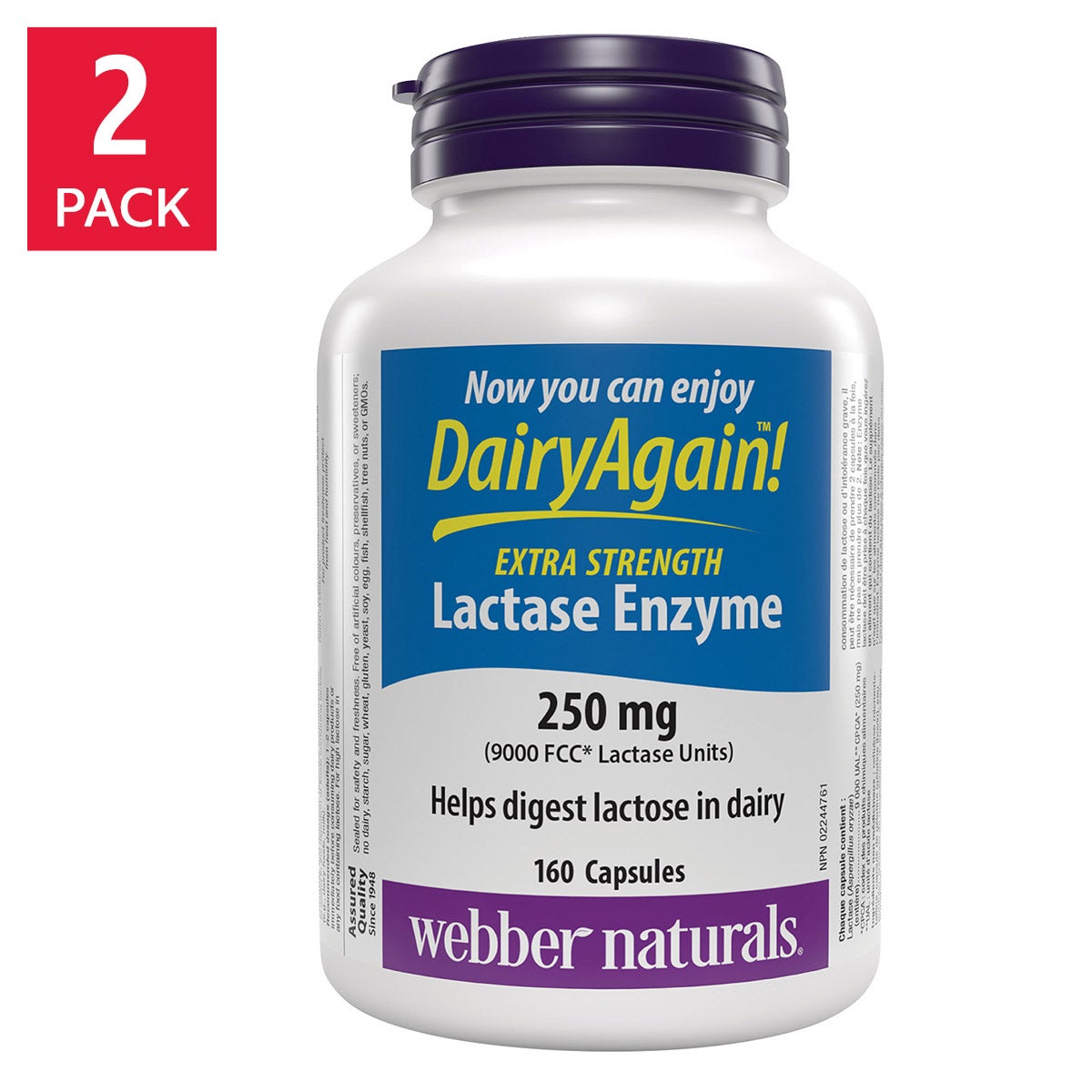 Webber Naturals 特強乳糖酶膠囊 (160粒 x 2樽) | 海外代購-Medicines-FIT MART 香港智能健康及運動生活用品專門店：筋膜槍、瑜伽輔助工具、智能健身設備