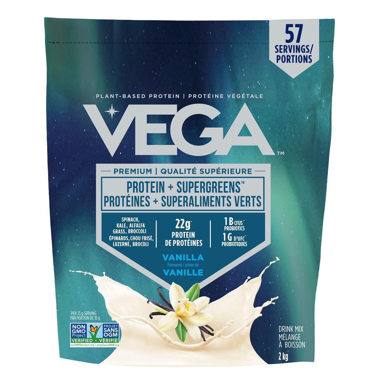Vega Protein + Supergreens 植物蛋白蔬果粉 雲呢拿味 (2kg) 產品圖片 1－Fitmart 加拿大直送健康選品