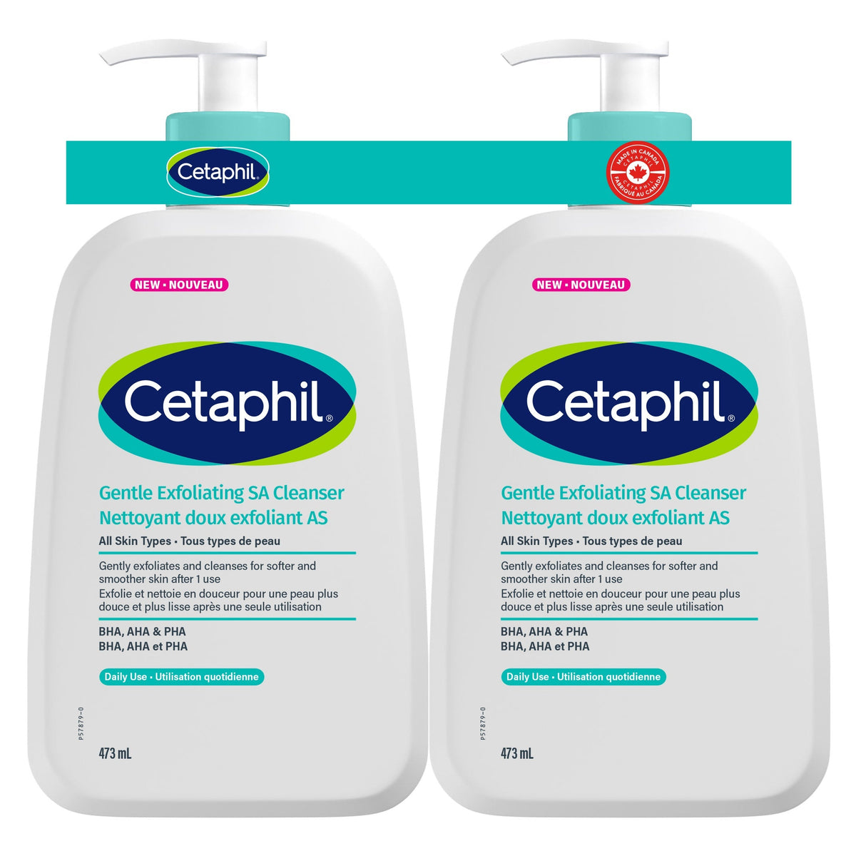 Cetaphil Gentle Exfoliating SA 溫和煥膚潔面乳 (473mL x 2支) 產品圖片 1－Fitmart 加拿大直送健康選品