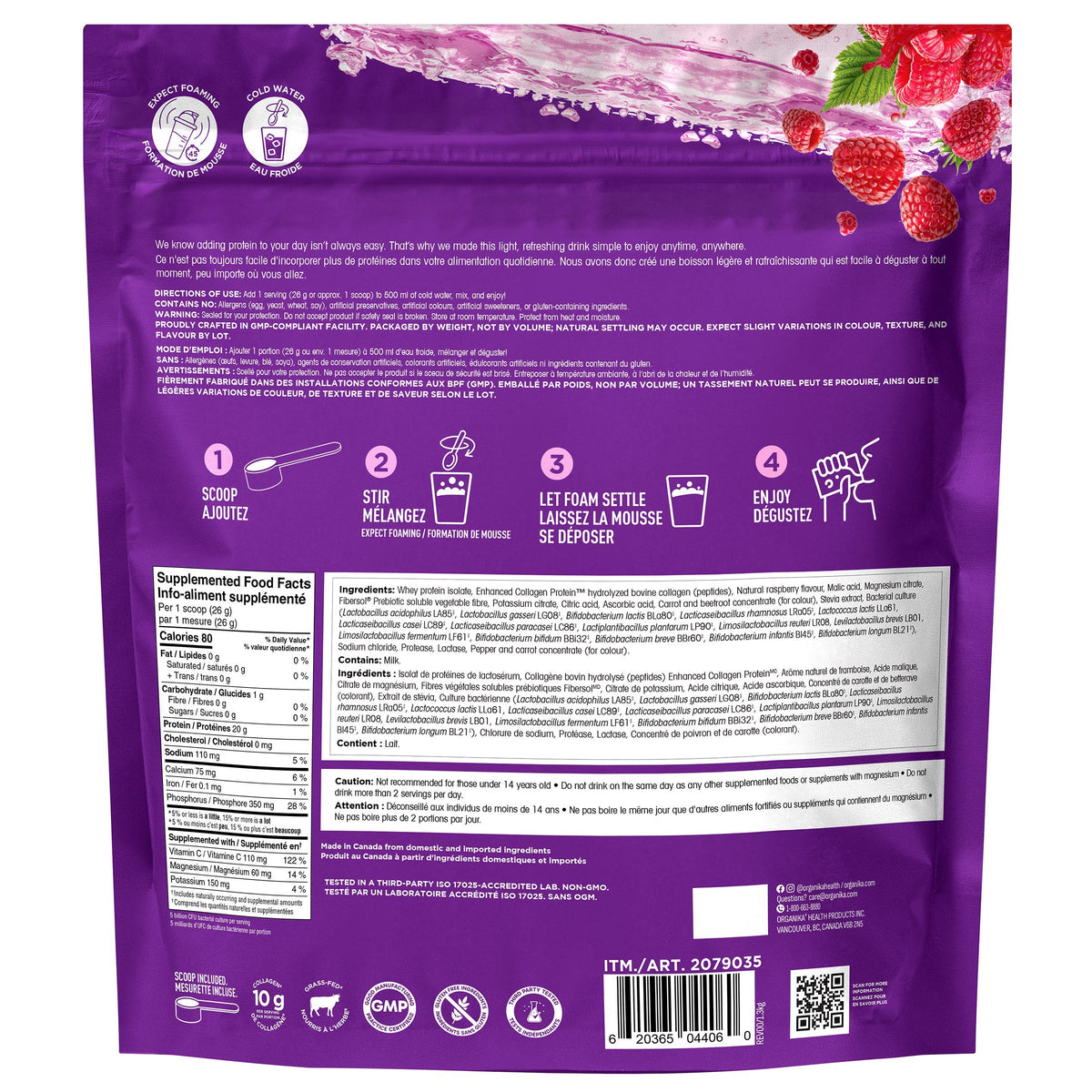 Organika Protein Hydrator 蛋白質電解補水粉 野莓味 (1.3kg) 產品圖片 2－Fitmart 加拿大直送健康選品