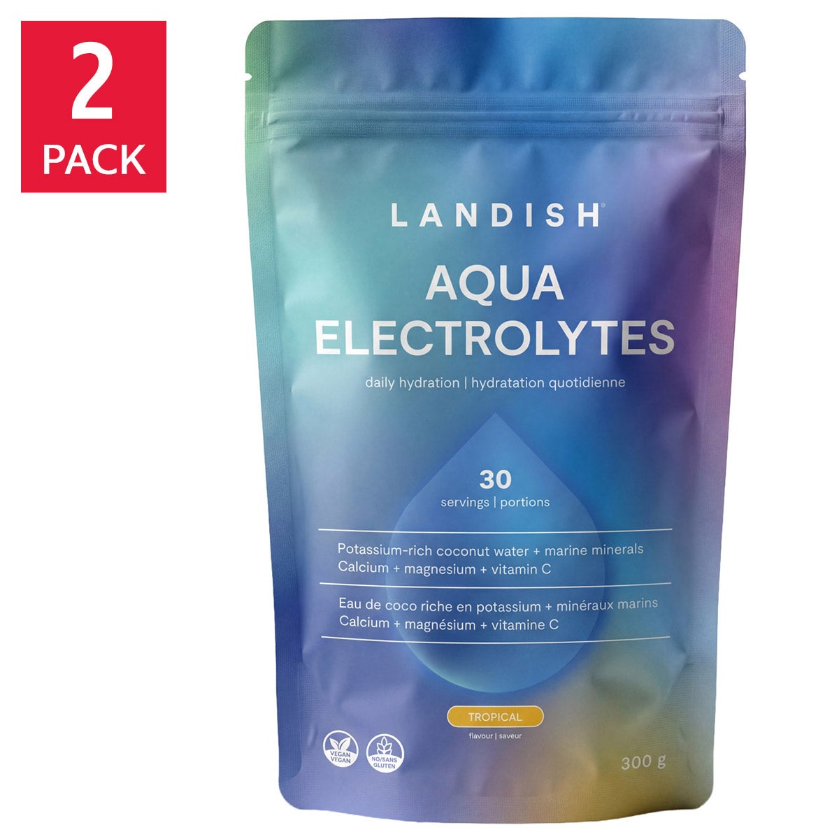 Landish Aqua Electrolytes 電解質補水粉 (300g x 2包) 產品圖片 1－Fitmart 加拿大直送健康選品