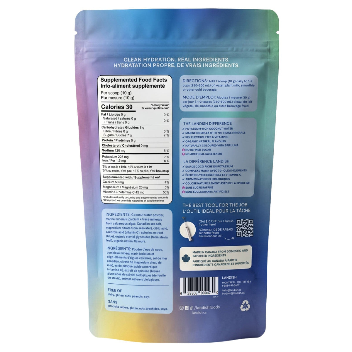 Landish Aqua Electrolytes 電解質補水粉 (300g x 2包) 產品圖片 2－Fitmart 加拿大直送健康選品