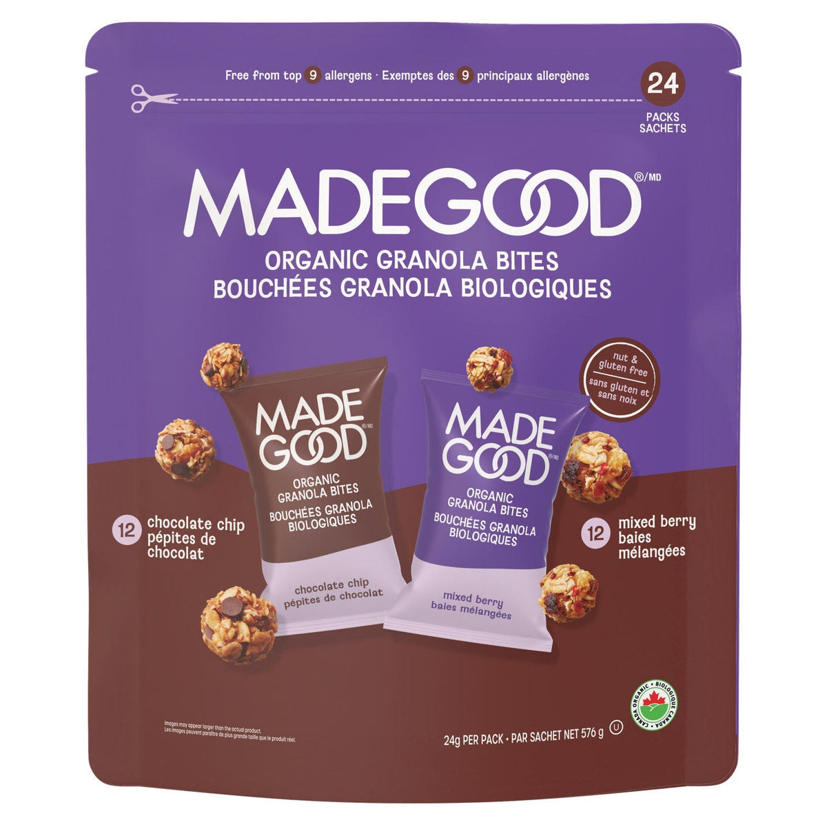 MadeGood 有機 Granola Minis 燕麥脆脆小包 無堅果 (24g x 24包) 產品圖片 1－Fitmart 加拿大直送健康選品