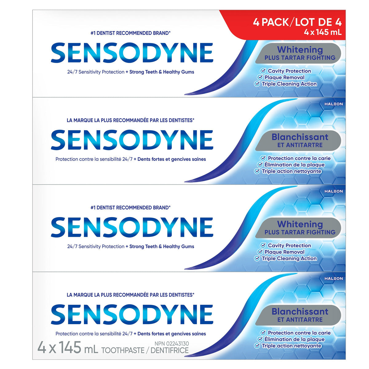 Sensodyne 抗敏美白牙膏｜145mL x 4支－Fitmart 健康生活選品 圖片 1