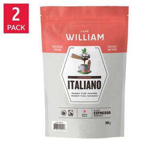 Café William Espresso Italiano 公平貿易有機咖啡豆 (908g x 2包) | 海外代購-Food-FIT MART 香港智能健康及運動生活用品專門店：筋膜槍、瑜伽輔助工具、智能健身設備