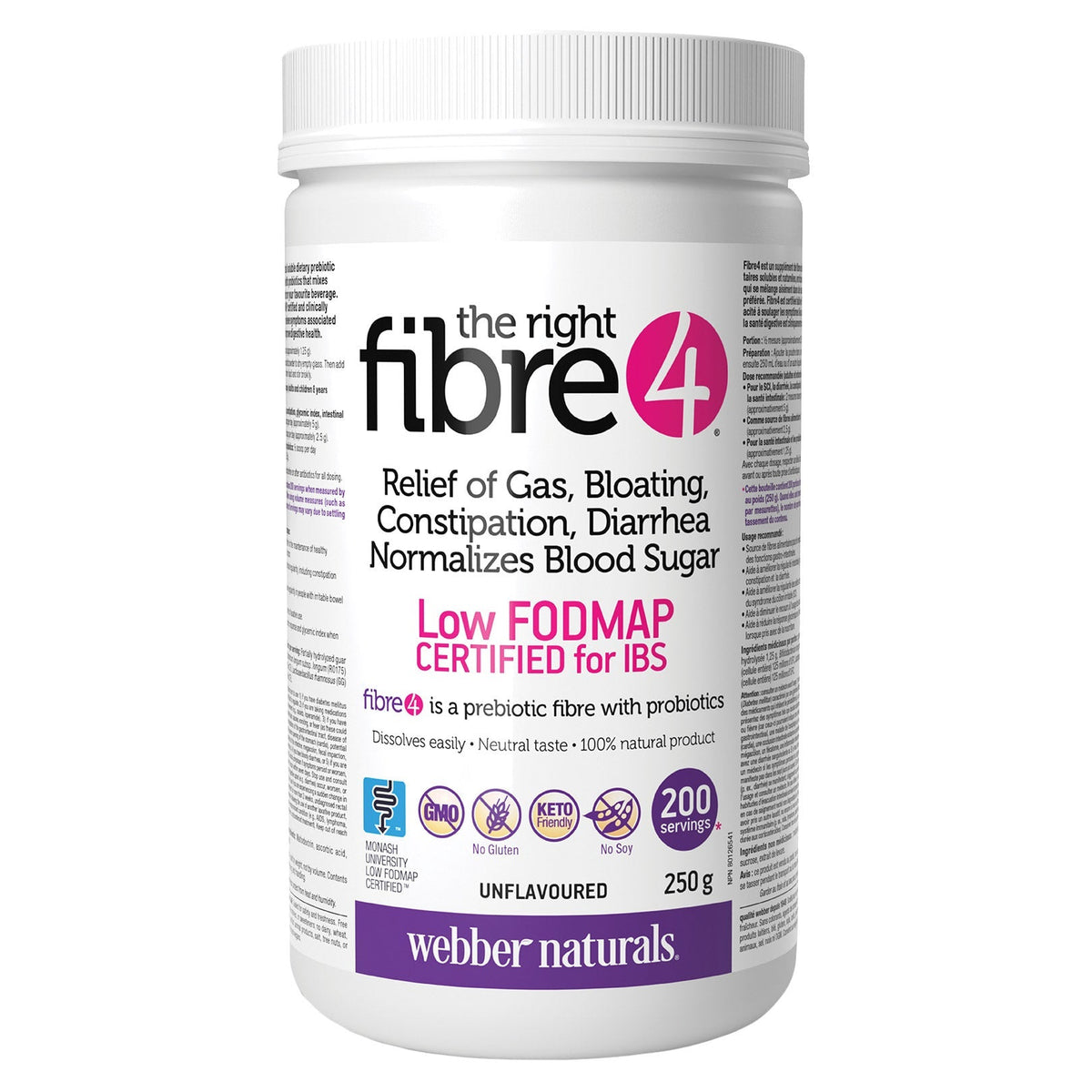 Webber Naturals The Right Fibre4 益生菌可溶性纖維粉 250g | 海外代購-Supplements-FIT MART 香港智能健康及運動生活用品專門店：筋膜槍、瑜伽輔助工具、智能健身設備