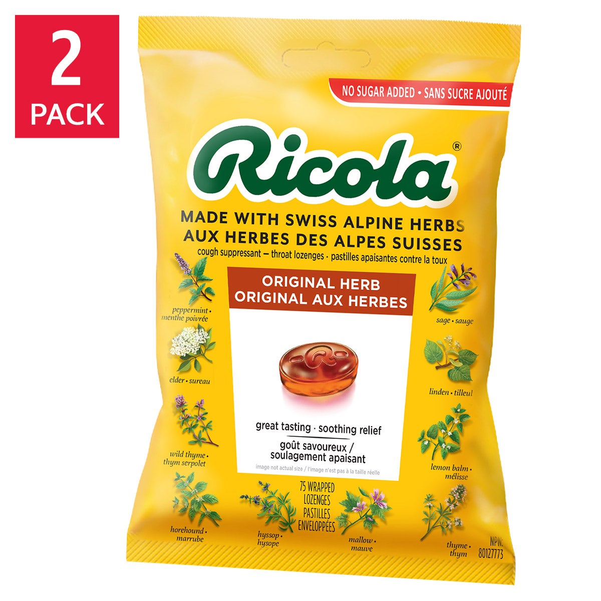 Ricola 瑞士原味香草無糖潤喉糖 (75粒 x 2袋)-Medicines-FIT MART 香港智能健康及運動生活用品專門店：筋膜槍、瑜伽輔助工具、智能健身設備