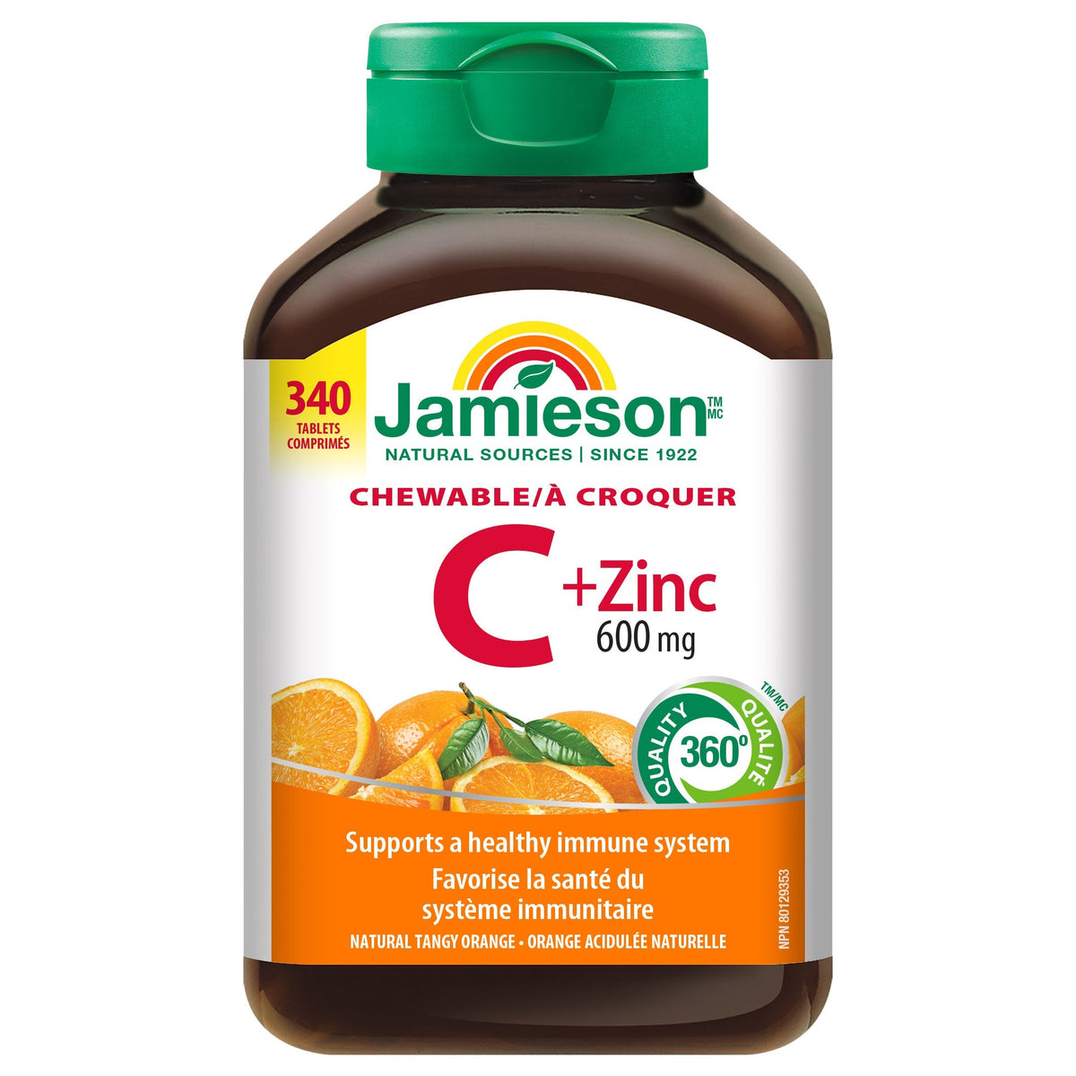 Jamieson 維他命C 600mg + 鋅橙味咀嚼片 (340片)-Supplements-FIT MART 香港智能健康及運動生活用品專門店：筋膜槍、瑜伽輔助工具、智能健身設備