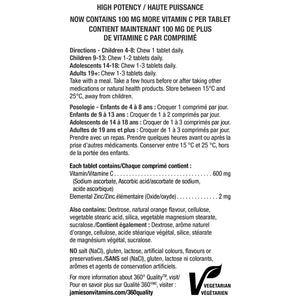 Jamieson 維他命C 600mg + 鋅橙味咀嚼片 (340片)-Supplements-FIT MART 香港智能健康及運動生活用品專門店：筋膜槍、瑜伽輔助工具、智能健身設備