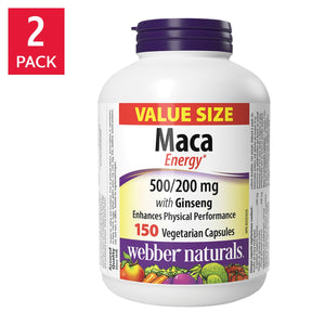 Webber Naturals Maca Energy 瑪卡 + 人參膠囊 (150粒 x 2樽)-Supplements-FIT MART 香港智能健康及運動生活用品專門店：筋膜槍、瑜伽輔助工具、智能健身設備