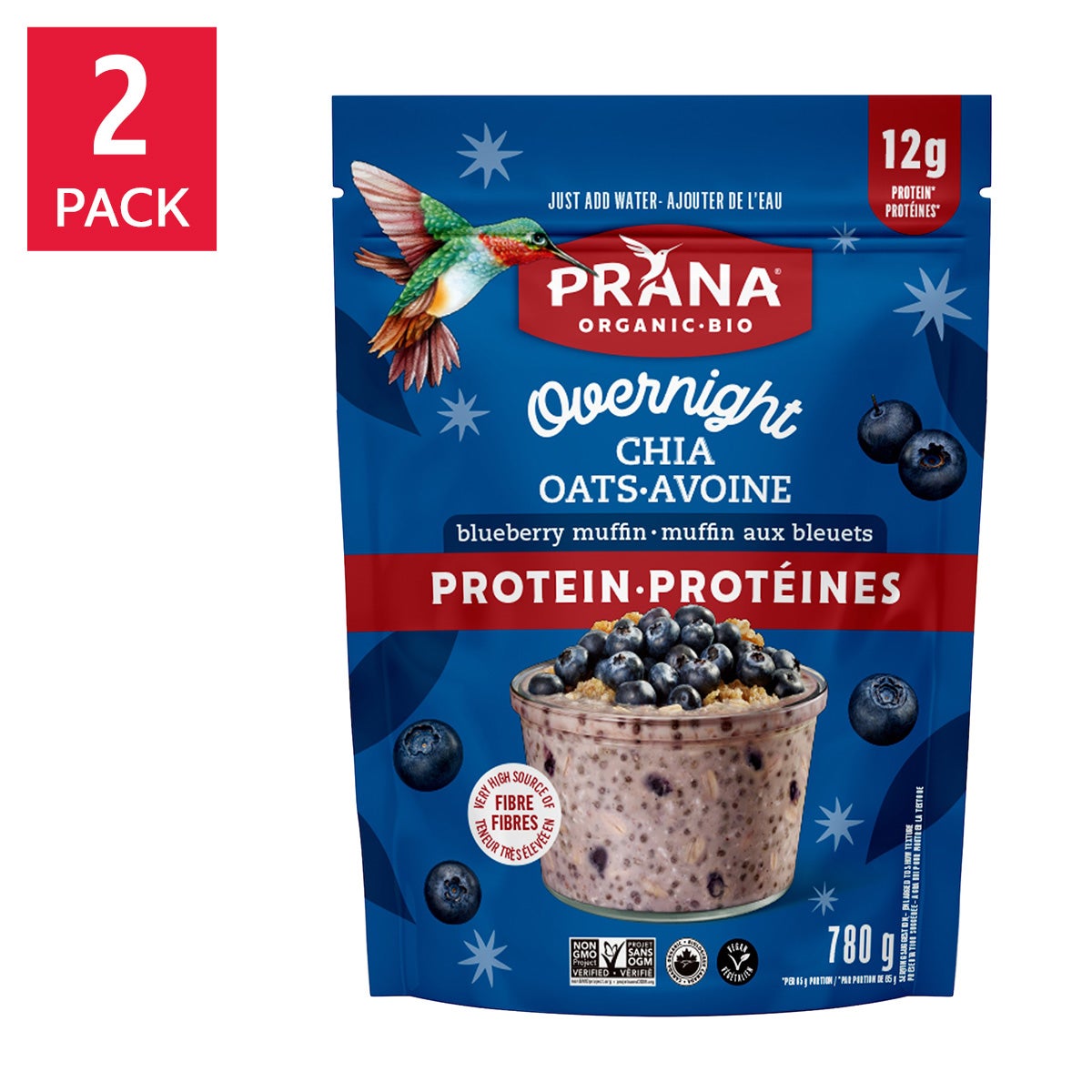 Prana Overnight Protein 高蛋白奇亞籽隔夜燕麥 (780g x 2包) | 海外代購-Food-FIT MART 香港智能健康及運動生活用品專門店：筋膜槍、瑜伽輔助工具、智能健身設備