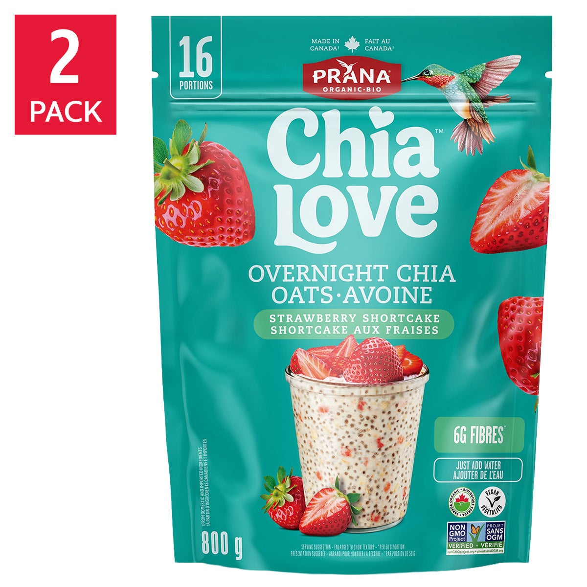 Prana 有機隔夜奇亞籽燕麥 (800g x 2包)｜3款口味 | 海外代購-Food-FIT MART 香港智能健康及運動生活用品專門店：筋膜槍、瑜伽輔助工具、智能健身設備